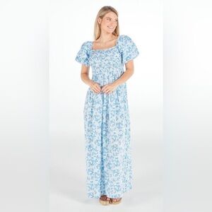 Simply Southern Sky Blue Floral Maxi Dress
